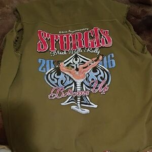 Biker Design Olive Vest